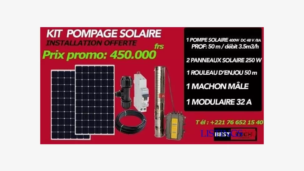 Kit pompage solaire a vendre.
